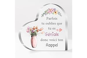 FCZIVA Acrylique Plaque Ornements Coeur Femmes Anniversaire Amis Obtention Diplôme Cadeaux Bureau Signe Inspiration Présent Familles Décoration Maison Noël Impressionnant Rappel Souvenirs