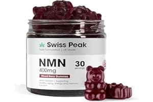 Swiss Peak NMN, NAD+ Vegan Gummies, 400mg per Gummy, 30 Count, Third-Party Lab-Tested, Maximum Strength, UK-Made | Anti-Aging, Cellular Repair, Energy Metabolism Booster