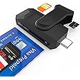 MAKINGTEC Type-C SIM Reader for Mobile Phones, ID Card Reader Smart Card Reader for Contact Chip, Micro SD+SD Card Reader, CAC Reader for Bank/CAC/IC/Health/Credit Card, Drive-free for Windows Android