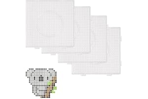 BNFGD 4 Pcs Beads Pegboards, 5 mm Fuse Beads - Large Round & Square Clear Plastic Boards