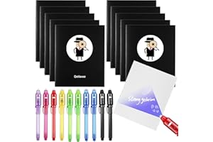Qetlavee 10stk UV Stift und 10stk Notizbuch,Mitgebsel Kindergeburtstag Jungen & Mädchen,Geheimstift Mitgebsel Kindergeburtstag Gastgeschenke,Zauberstift mit UV-Licht für Detektiv Rollenspiel