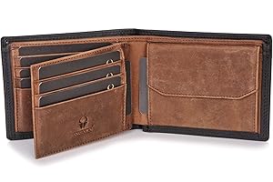 DONBOLSO Portefeuille Zurich | Porte Monnaie Homme Cuir | Grande Portefeuille pour Homme avec Protection RFID | Portefeuille Homme Cuir Véritable | Vintage Noir et Marron