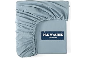 CASA PLATINO Fitted Sheet King, French Blue - Pre-Washed, Deep Pocket 14 inch (35 cm) - Easy Care - Soft Brushed Microfibre Fabric - Shrinkage and Fade Resistant - Bottom Sheet