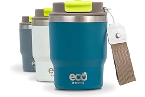 ECOROOTS Evergreen - Vaso Térmico 360 ml I Termo Café para Llevar I Sin BPA I Antifugas Acero Inox. I Ideal para Agua, Smoothies, Té y Bebidas Frías y Calientes en Oficina, Viajes y Playa (AZUL BONDI)