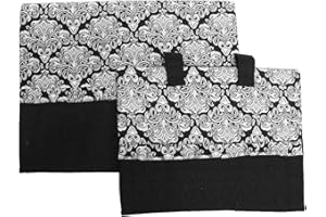 Russo Tessuti Copriforno Coprifornello PianoCottura 4Fuochi Cordinato SVEVA Medaglioni Mandala-Nero-Copriforno+coprifornello