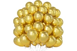 Teselife 100 Pezzi Palloncini Oro Metallizzato 12 Pollici, Palloncini Cromo Oro Latex per Compleanno, Diploma, Capodanno, Halloween, Decorazione Feste ed Eventi Festivi