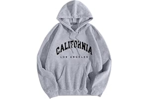 UnoSheng Sweat à capuche pour homme avec impression lettre - Pull à capuche California, surdimensionné, veste de saison d'automne - Doux, confortable, respirant, sweat-shirt pour homme streetwear