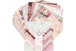 ASSOTS 24pcs Patterned Paper Background Paper Romantic Flowers Vintage for Album Scrapbook Cards 6"x 6" inch