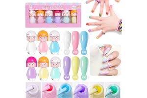 Beauenty Kids Nail Polish, 6 Colors Non-Toxic Water Based Peel-Off Nail Polishs Set, Non Toxic & Safe Nail Polish Set for Girls Ages 5+ for Parties, Birthday and Makeovers (6Colors)
