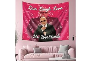 Myqiqi Mr Worldwide Tapestry, Live Laugh Love Funny Tapestry with Metal Ring Hooks for Indoor or outdoor Wall Hanging Decor (130 * 150cm)