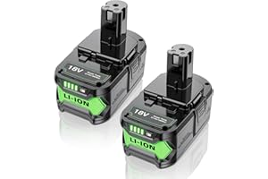 UIONVOT 8000mAh Replacement for Ryobi Battery 18v - 2Pack P108 Battery 8.0Ah Lithium Ion Compatible for Ryobi RB18L25 P108 RB18L15 RB18L13 RB18L40X RB18L50 P107 P122 P104 P105 P102 P103 with LED Indicator