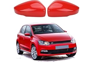 HAMON Auto Spiegelkappen, Spiegelkappen Links Rechts Auto Außenspiegel Abdeckung Ersatz für VW Polo MK5 2009-2017 für alle Polo Hatchback 3- und 5-türigen Modelle (Rot)