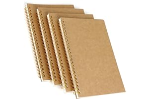 IMALPQPP Lot de 4 carnet de notes A5 – cahier spirale a5, cahier page blanche, bloc note a5, notebook, pages vierges pour croquis, écriture et mémos, 80 pages par cahier (160 faces)