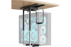 PUTORSEN Support PC sous Bureau Réglable avec Rail Coulissant,Rotation à 360° Support Boîtier d'Ordinateur avec Coussin De Protection,Excellente Circulation De l'Air,Charge Maximale 30kg