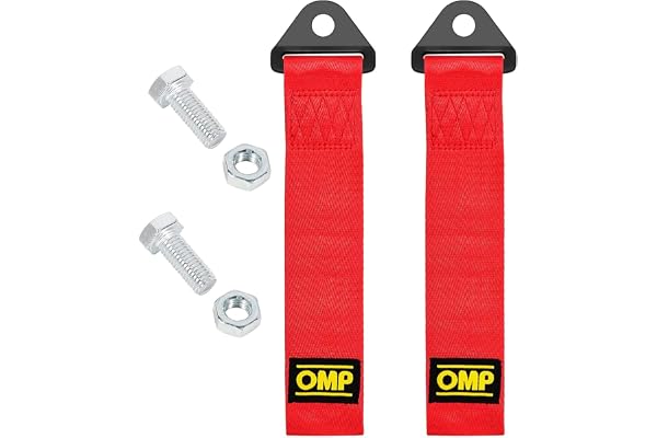 Exsbtay 2 Pièces Racing Voiture Remorque Corde, Sangle de Remorquage Racing, Sangle Remorquage Voiture Universal, pour Pare Chocs Avant et Arrière (Rouge)