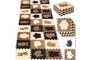 KOKOBOX Tappeto Puzzle Bambini (27pz 30 * 30cm) Tappeto Gioco Bambini Recinto Numeri Lettere Animali Tappeti Tappetini Neonato Gattonamento Tappeto EVA Gomma Bambini Tatami - Animale Colorati