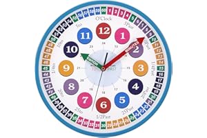 ACCSHINE Zegar ścienny dla dzieci, bezgłośny, zegar ścienny w stylu vintage, 30 cm, cyfry rzymskie, kwarcowy, duży, zasilany bateriami, łatwy do odczytania, do pokoju, domu, kuchni, sypialni, biura,