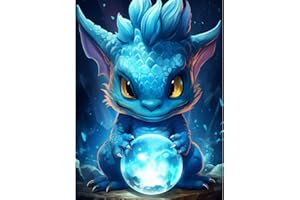 DIUJHUUY 5D Diamond Painting Kits,Digital Drawing Kits,Diamond Art Accessories,DIY Arts Craft Supply for Adults, Children's Beginners, Home Wall Decoration Gifts - Cartoon (Animated Dragon)