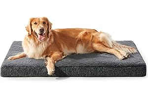 JOEJOY Panier Chien Grande Taille Orthopedique XXL, Coussin Chien Lavable en Machine, Tissu Peluche Doux, Base antidérapante, Tapist Chien Matelas Lit Anti-Stress, 120x74x9cm, Gris