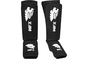 WFX Parastinchi per kickboxing, protezione per gambe e collo del piede, Muay Thai, MMA, boxe, sparring, elastici, imbottiti, per arti marziali, karate, BJJ, Taekwondo, uomini e donne