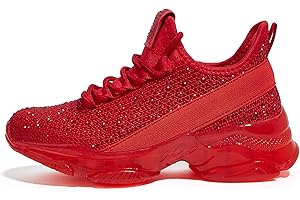 LUCKY STEP Błyszczące trampki dla dziewczynek - wsuwane z kryształkami, lekkie i wygodne dla dzieci, buty szkolne z żelową podeszwą