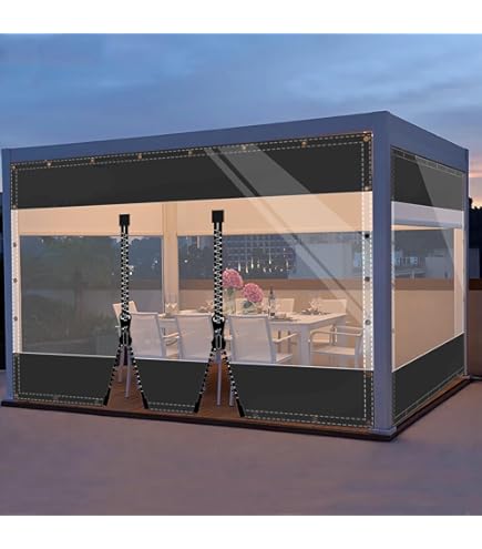 Outdoor Winter Weerbestendige gordijnen Aanpasbaar pergola zijpaneel transparant waterdicht 0,5mm PVC met oogjes voor tuinhuisje, terras, dek ( Kleur : Transparant grijs, Maat : 3x2m