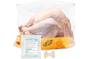 BYKITCHEN Turkey Brining Bag, 2PCS Thickened Extra Large 55 x 66cm Turkey Brine Kit Double Zippers Seal Brine Bags, Ideal for Marinating & Brining Christmas Chicken Meat up to 15kg