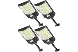 Sararoom Farolas Solares 1000W | 6500K Focos LED Exterior | Impermeable IP65 Farola Energía Solar con Sensor de Movimiento y Control Remoto, Luz de Seguridad para Camino Terraza Patio Garage, 4Pcs