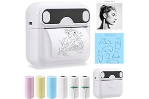 Acemall Inkless Photo Printer Mini Portable Sticker Maker Pocket Printer, Bluetooth Photo Picture Printer for Kids, Study, Note, Picture, Journal, Compatible with iOS&Android