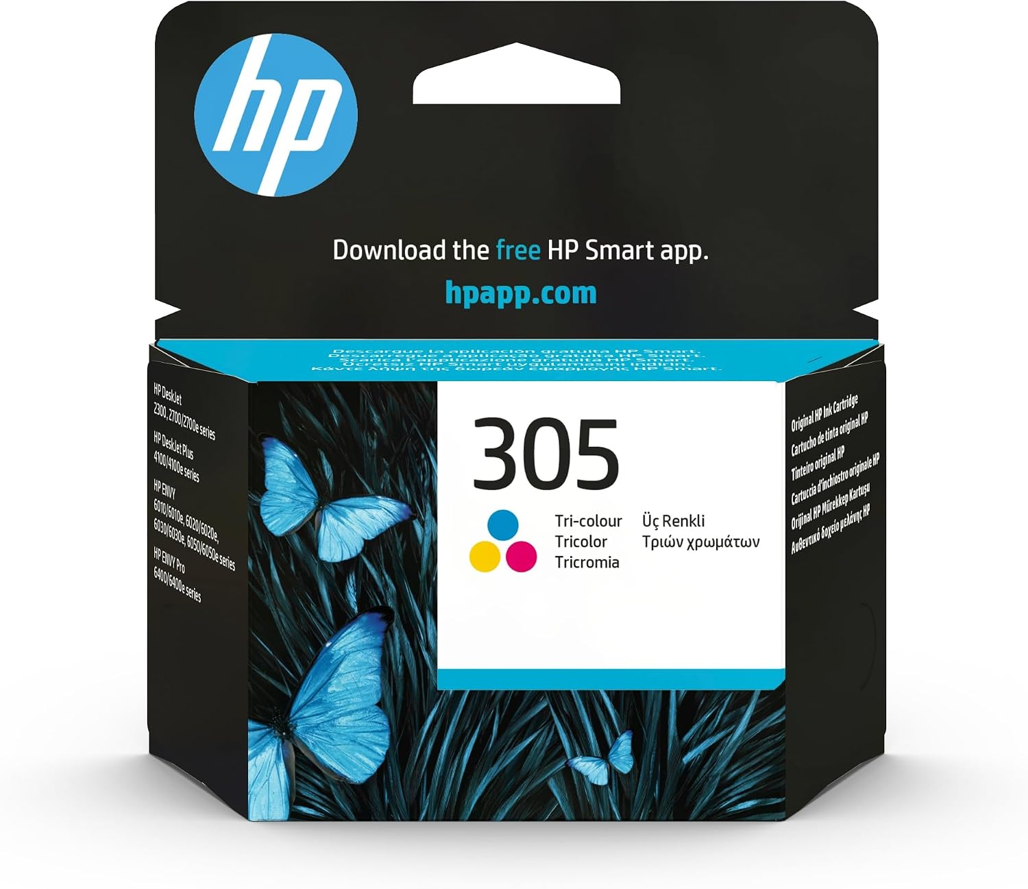 HP 305 3YM60AE, Tricolor, Cartucho de Tinta Original, Compatible con impresoras de inyección de Tinta DeskJet 2700, 2730, 4100, 4134, Envy Serie 6020, 6030, 6420, 6430
