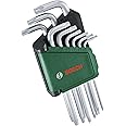 Bosch 9-Piece Torx Key Set Comes with Ergonomic Handle, Durable Chrome Vanadium Steel, Rust-Protected with Matte Chrome-Plated Coating, Sizes T10 to T50