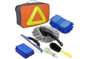 Bizcasa Car Cleaning Kit,7pcs Premium Car Washing Kit,Car Cleaner Tools Set with Sponge,Car Cleaning Products for Interior/Exterior,Double Head Air Conditioning Brush,Water Scraper,Car Wash Cloth