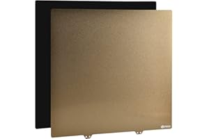 Toaiot Ender 5 Plus Plaque de construction en acier à ressort 377 x 370 mm Surface en PEI texturée double face et fond magnétique avec feuille PEI magnétique amovible adhésive en acier flexible Doré