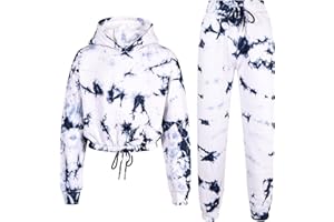 A2Z 4 Kids Kinder Mädchen Tie Dye Trainingsanzug Mit Crop Kapuzepullover Mit Jogginghose Gym Sport Sportbekleidung Kordelzug Satz Alter 5-13 Jahre