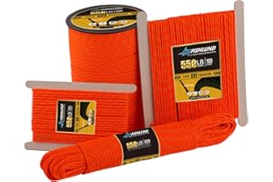 FISHLUND Odblaskowa linka Paracord 250 kg, 7 żyłek typu III Paracord, 15 m, nylonowa linka spadochronowa o wysokiej wytrzymałości, na kemping, survival, wędkarstwo, taktyczność i wędrówki, neonowy