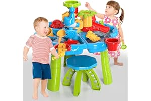 CI VETCH Sand Wassertisch Spielzeug für Kleinkinder, 3-in-1 Sand und Wassertisch Strandspielzeug für Kinder, Jungen, Mädchen, Sommer Spielzeug für den Außenbereich für Kleinkinder im Alter von 3–5 Jahren