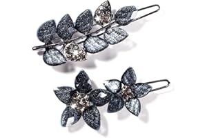 TEAAHA 2 szt. spinek do włosów w stylu vintage, ze strasem, eleganckie tuszowe, niebieskie, kryształowe spinki, błyszczące, dekoracyjne spinki do włosów, akcesoria kwiatowe dla kobiet, panny młodej, na