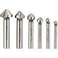 Countersink Drill Bits 6 PCS, MALAYAS HSS 6542 Countersink Drill Bit Set 90 Degrees, Titanium Chamfer Cutter Drill Bits for Wood Steel Aluminum, Metal, Machine Tools 6.3/8.3/10.4/12.4/16.5/20.5mm