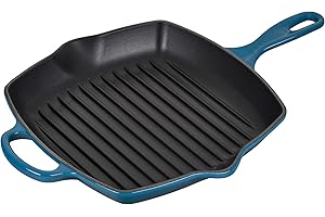 Le Creuset Skillet Gril en Fonte Émaillée, Carré, 26 cm, 2,86 kg, Deep Teal, 20183266420422