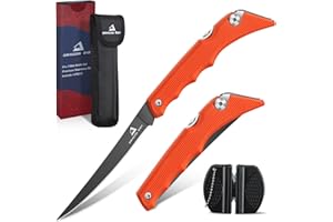 DRAGON RIOT Filetiermesser Fisch Profi, Angelmesser Klappbar, Edelstahl Fischmesser mit Anti-Rutsch-Griff, Fischmesser Angeln, Outdoor-Messer für Fisch und Fleisch