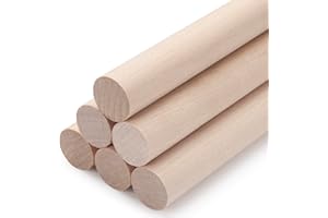 COOWAYZE Wooden Dowel Rods Wood Dowels for Crafts, 6 PCS 2.5x30cm Round Wooden Sticks Thick Macrame Dowel for Crafting, Unfinished Hardwood Sticks for Arts and DIYers, Closets and Wedding Ribbon Wands