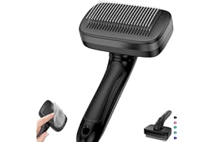 YOPETAYU Dog Brush for Shedding, Self-Cleaning Slicker Brush, Perfect for Short & Long Haired Pets, Removes Mats, Tangles, Loose Fur, Gentle on Skin, Ideal for Small, Medium, Large Dogs. Black