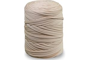 NOTIONSLAND 400g T-Shirt Yarn Knitting Yarn Fabric Crochet Yarn for Bag, Basket, Blanket Home Decor - Light Cream Soild Color Yarns