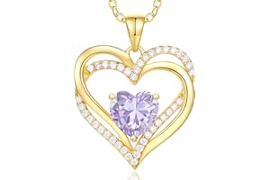 CDE Heart Necklaces for Women 925 Sterling Silver Birthstone Pendant Necklace Anniversary Birthday Valentine Mother’s Day Christmas Jewellery Gifts for Mum Women Girls Her Sister