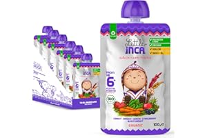Little Inca Organic Baby Food Pouches The Yummy Purple (6x100g) | Quinoa-based Dairy-Free Baby Pouches | 6 Months+ | Recyclable Plant-Based Veg & Fruit Pouches | Supports Gut/Cognitive Health