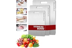CUBTEM Titan Schneidebrett Set 3-teilig – Upgrade 2025 aus 100% Reintitan, BPA-frei & doppelseitig – Ideal für Fleisch, Brot, Gemüse & Obst (S+M+L)