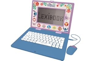 Lexibook, Disney Stitch, Ordinateur Portable éducatif bilingue FRANÇAIS/Anglais, Jouet pour Enfants, 170 activités pour Apprendre, Jeux et Musique, Grand écran, Bleu/Violet, JC599Di1