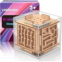 Wooden Labyrinth Board Game - Two-Sided Marble Maze With Metal Balls Puzzle