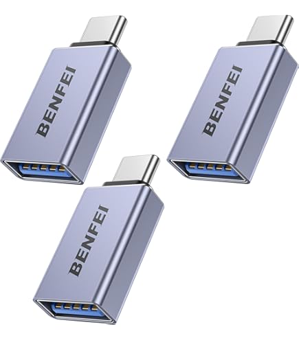 Syntech USB C Vrouwelijk naar USB Mannelijk Adapter Pack van 3 Type C naar USB A Converter Compatibel met iPhone 15/14/13/12 Pro Max iPad Air 6 Apple Watch Series 9/8/7 AirPods 3