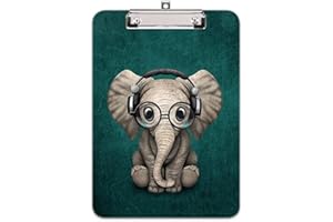 ‎HNOGRI Hnogri Klemmbrett A4 Kunststoff, Mode-Design Klemmmappe A4 Bürobedarf & Schreibwaren für Rechtsanwälte Schüler Lehrer und Kinder, Clipboard Standardgröße 32 x 22 CM, Elefant